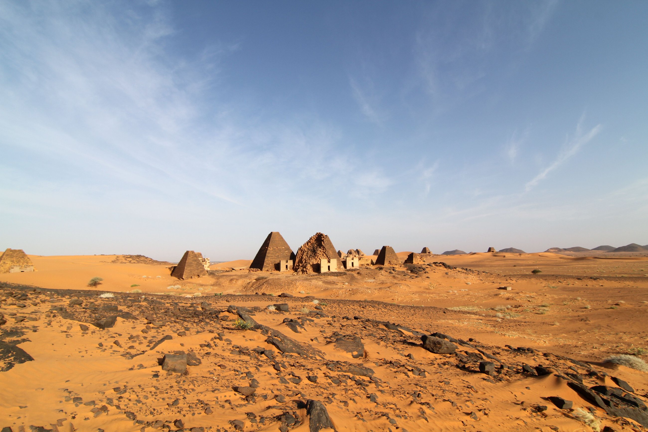 Ancient pyramids of Meroe in the desert
